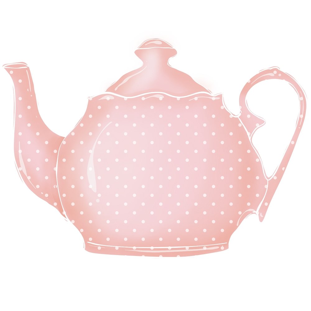 Tea Time Pink Dots Pot Fabric Panel