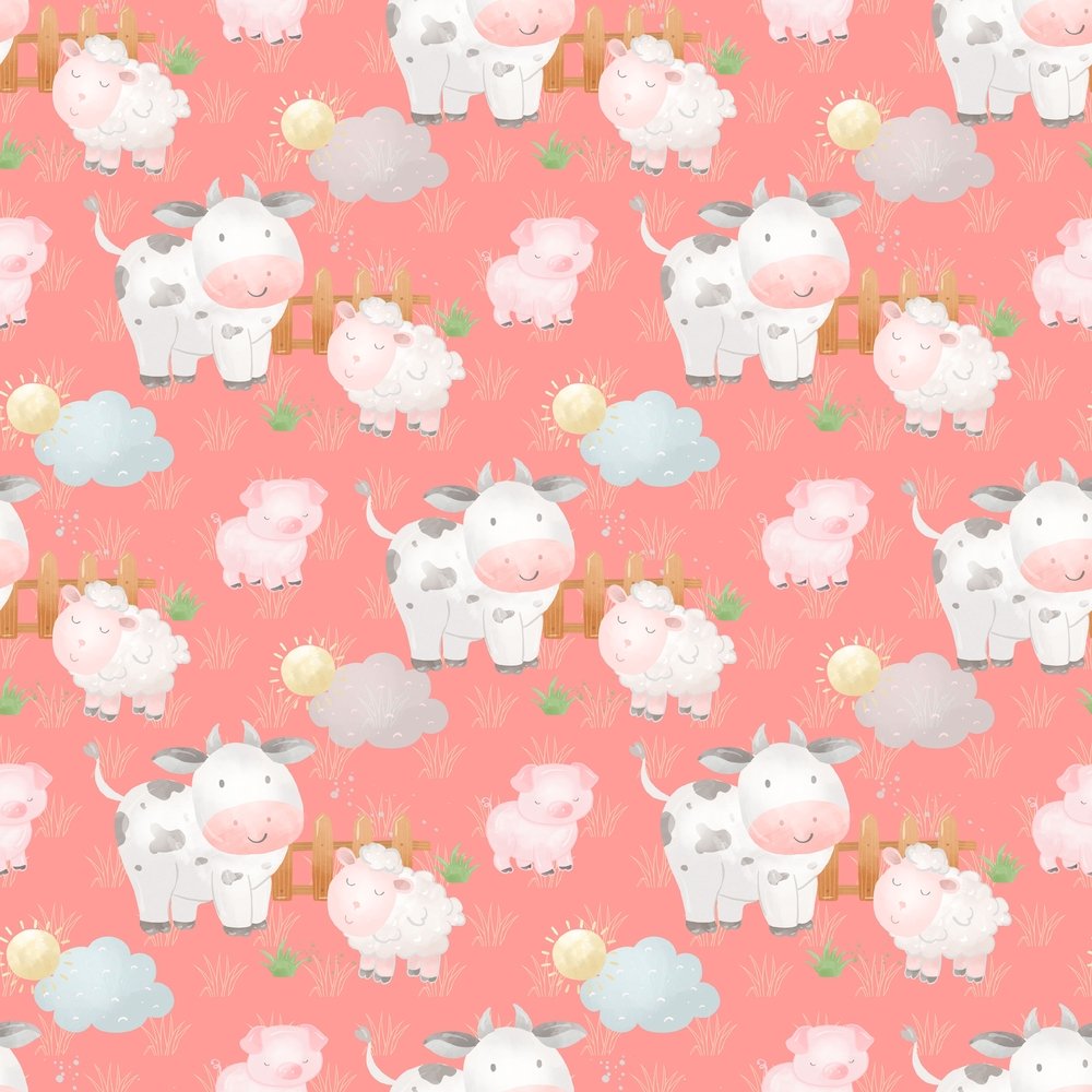 The Cutest Little Farm Animals Fabric - Red
