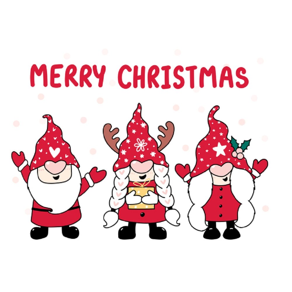 Tree Happy Gnomes Fabric Panel - White