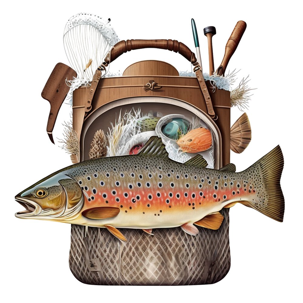 Trout Fishing Creel #3 Fabric Panel