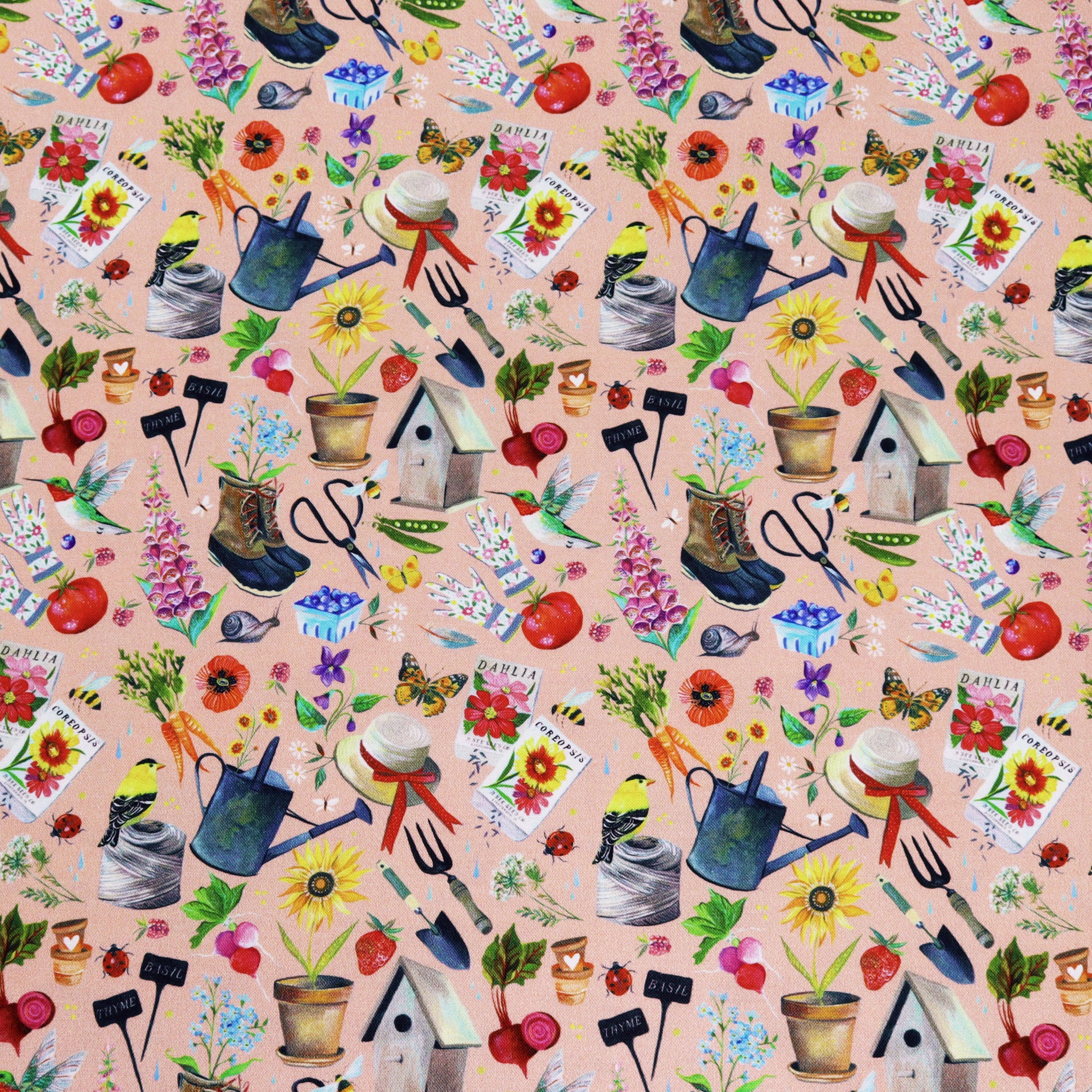 A Wildflower Heart Fabric Collection - Katie's Garden Light Peach Jam