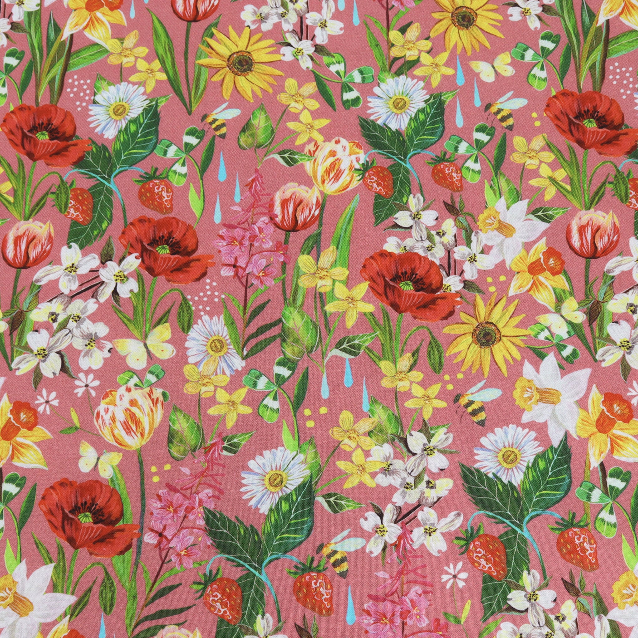 A Wildflower Heart Fabric Collection - Lydia's Meadow Rose