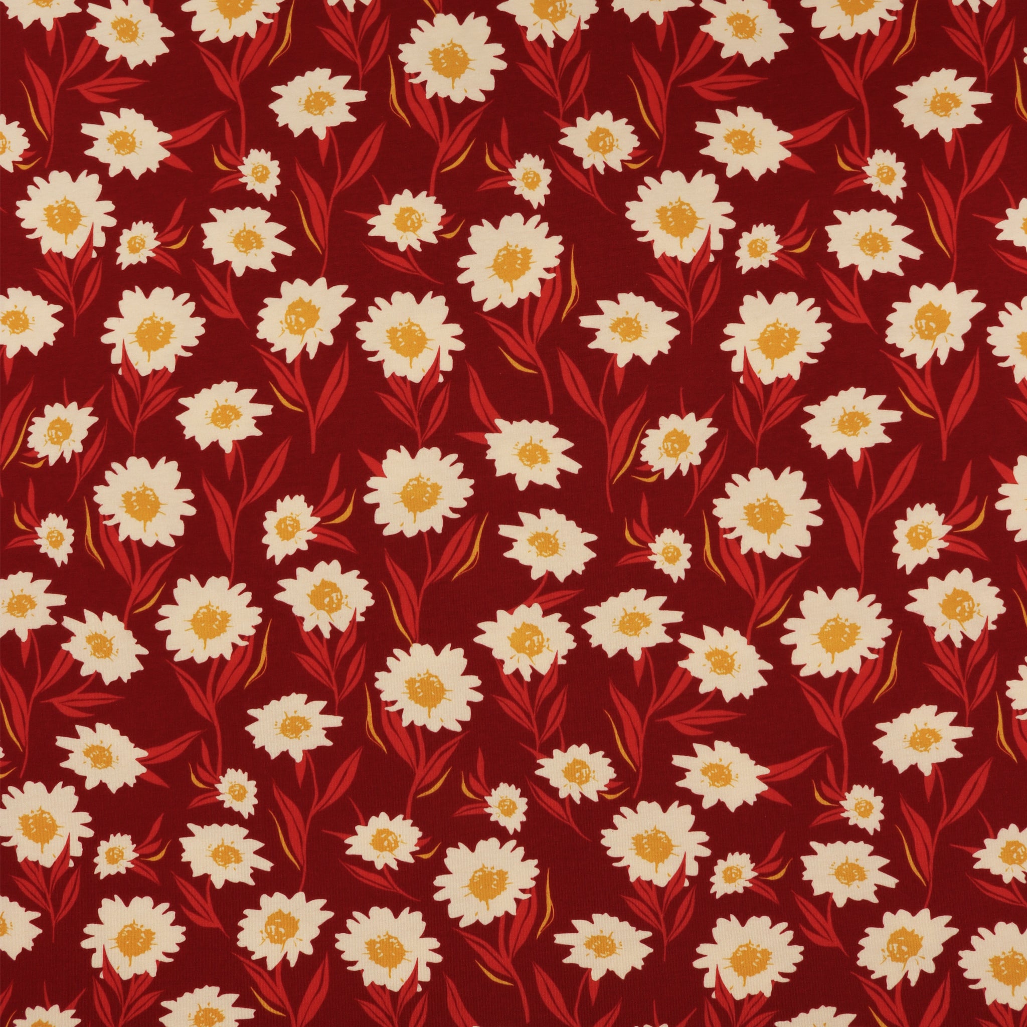 Bountiful Daisies Cherry Fabric in Knit