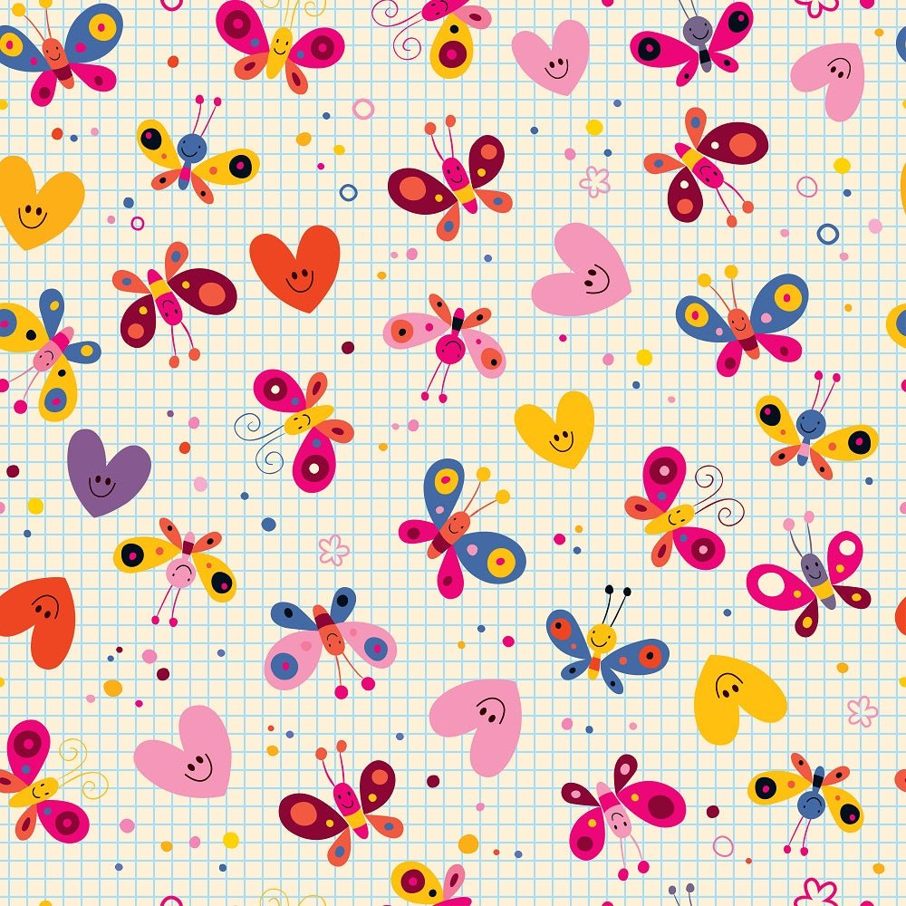 Butterflies and Hearts Fabric