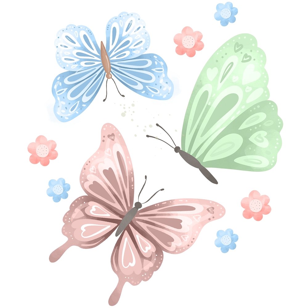 Butterflies & Rainbows Scene #1 Fabric Panel