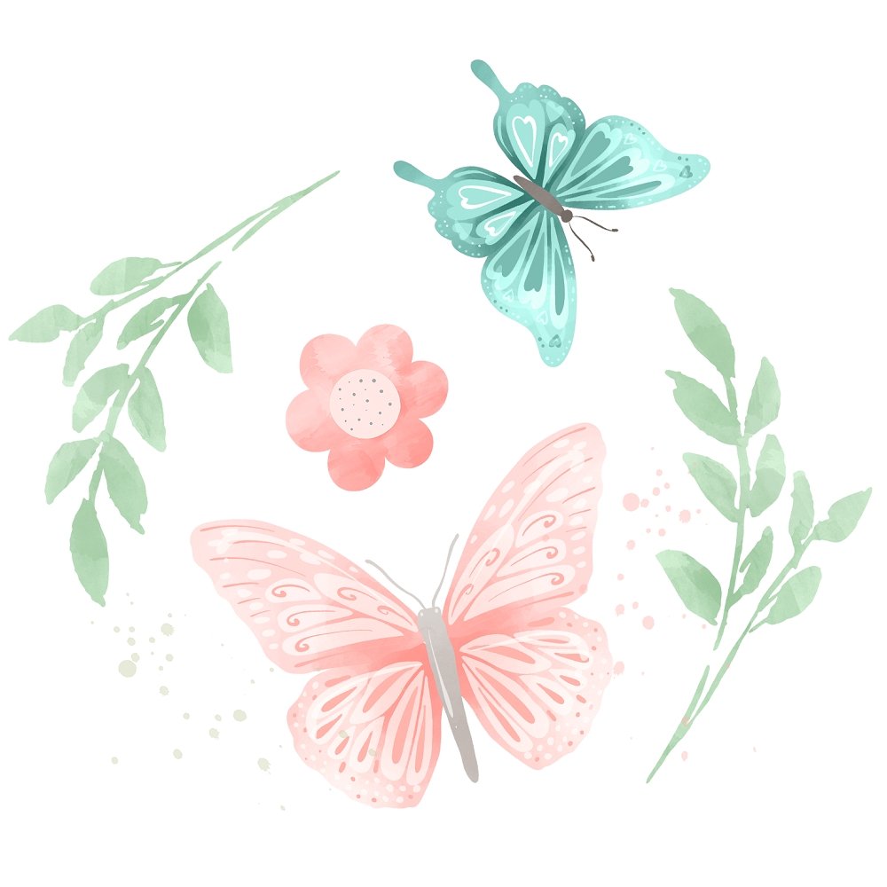 Butterflies & Rainbows Scene #3 Fabric Panel