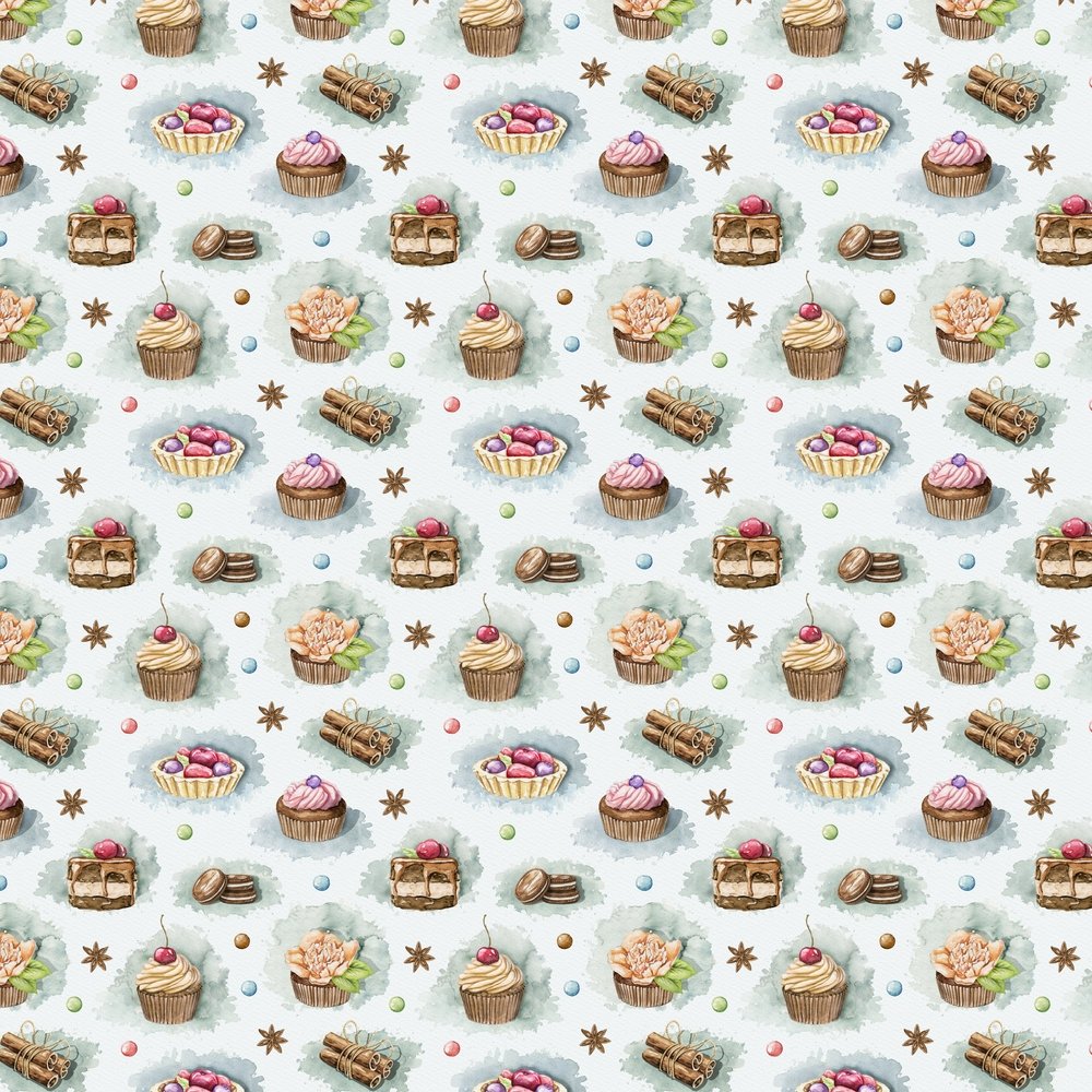 Cakes & Sweets Fabric - Gray