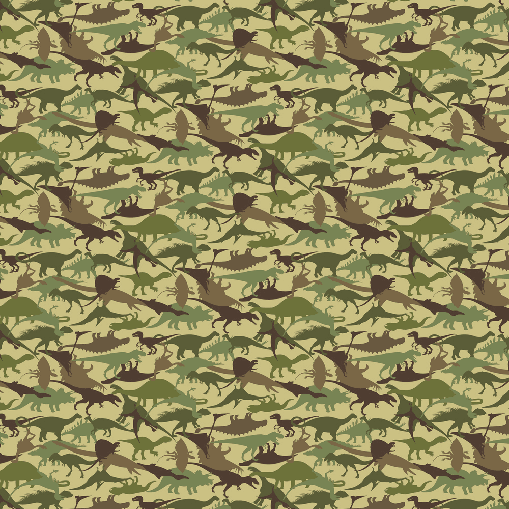 Camouflage Dinosaur Set Fabric - Green