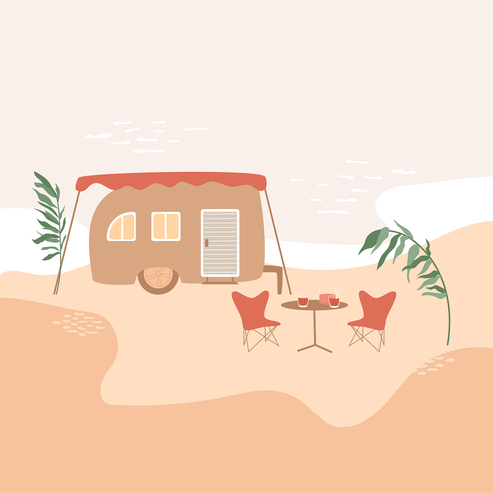 Camping At The Beach Fabric Panel