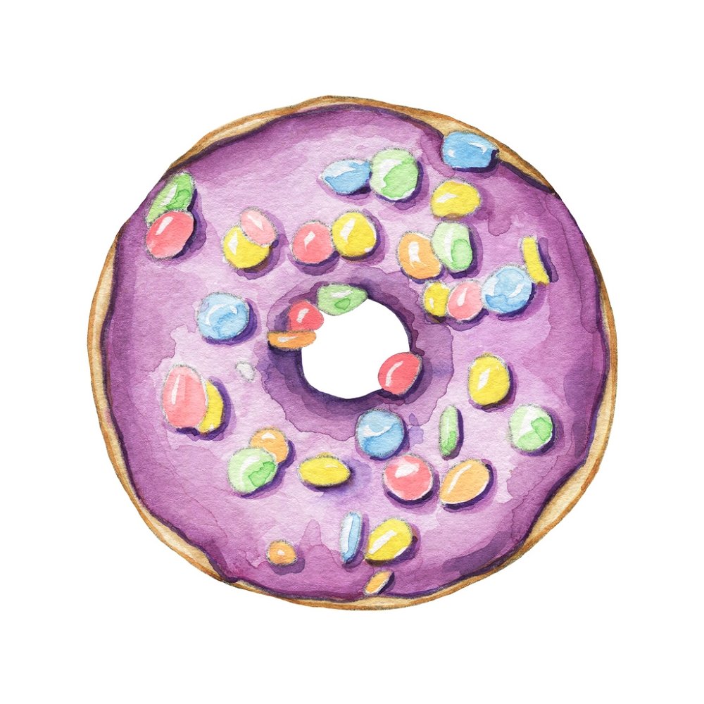 Candied Doughnut Fabric Panel - Purple