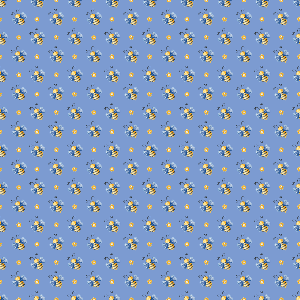 Bumble Bee Fabric - Blue