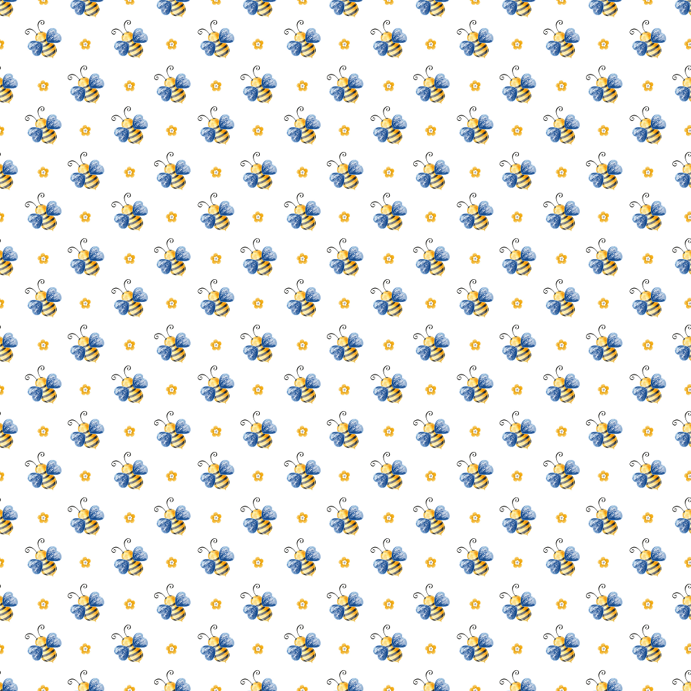 Bumble Bee Fabric - White