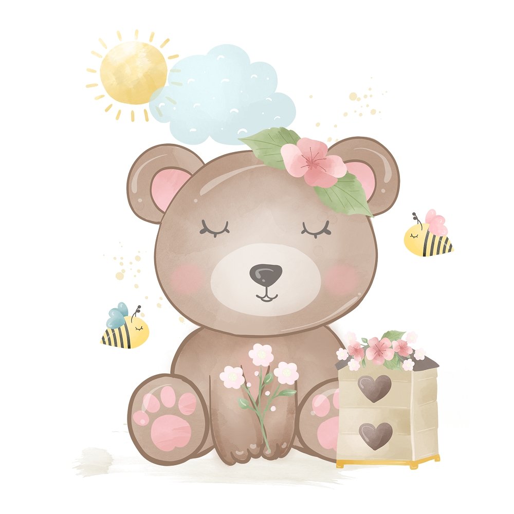 Bumble Bee Male Bear Fabric Panel