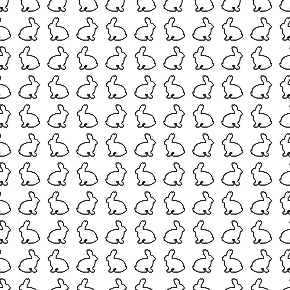 Bunnies Allover Fabric - Black/White