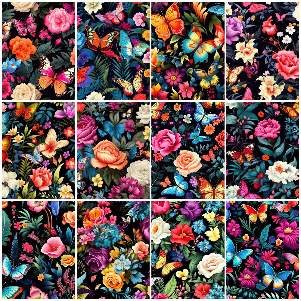 Butterflies & Blooms Fat Quarter Bundle - 12 Pieces