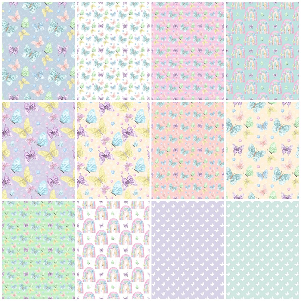 Butterflies & Rainbows Fat Quarter Bundle - 12 Pieces