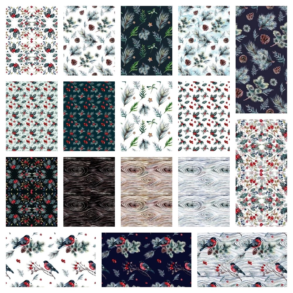 Bullfinch Watercolor Christmas Fat Eighth Bundle - 34 Pieces