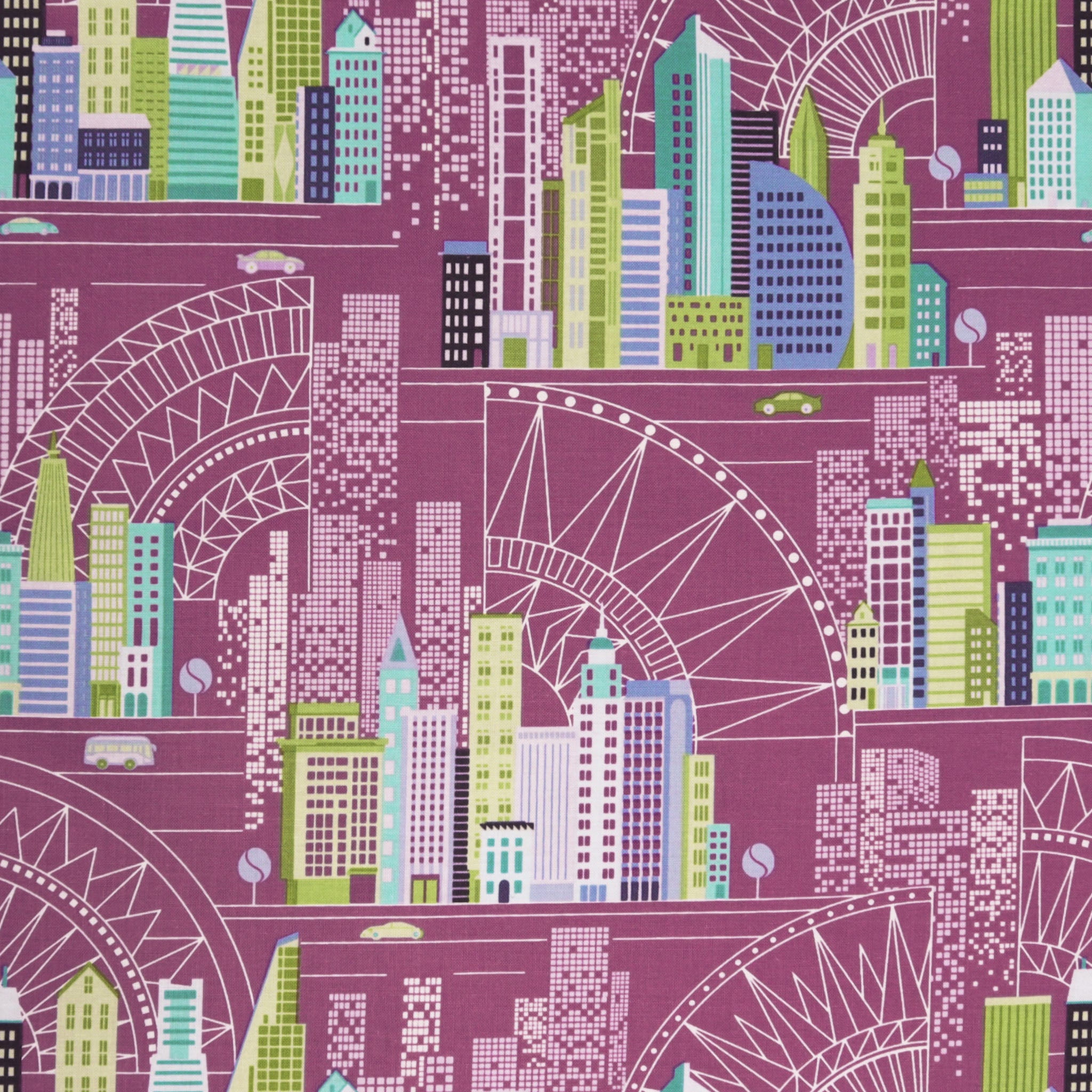 Cityscape Night Fabric Collection - City Plum