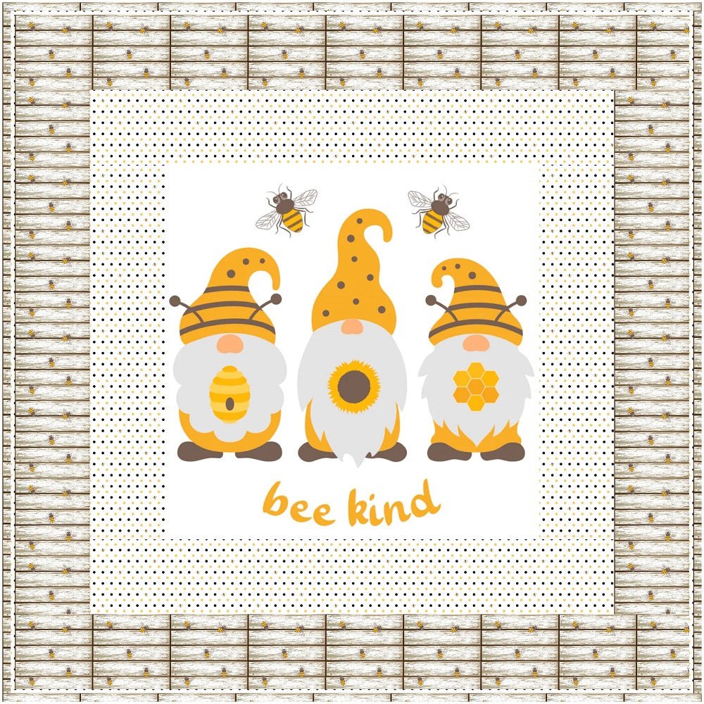 Sunflowers and Bees Bee Kind Gnomes Wall Hanging/Lap Quilt Kit - 42" x 42"