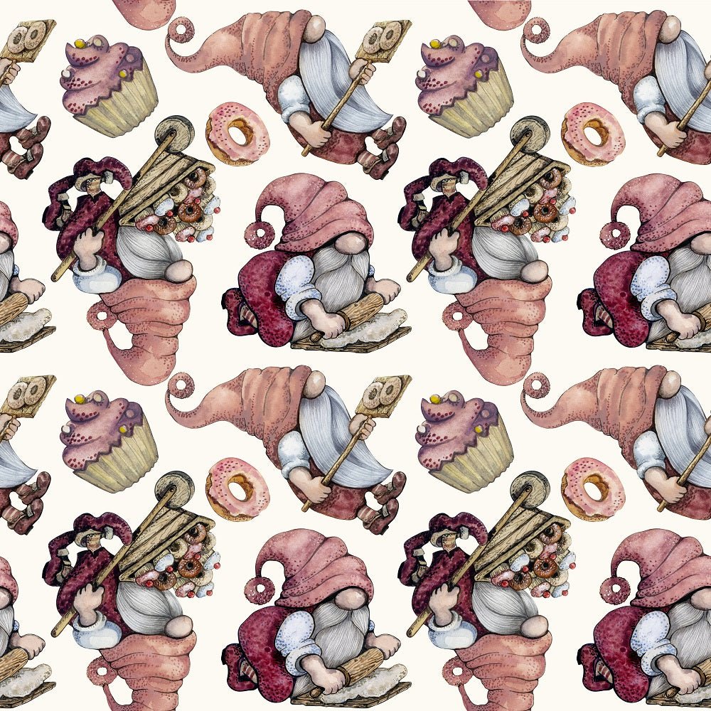 Tossed Baker Gnomes & Sweets #2 Fabric