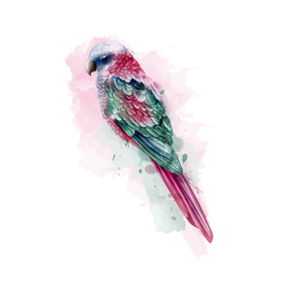 Tropical Parrot Fabric Panel - Green/Pink