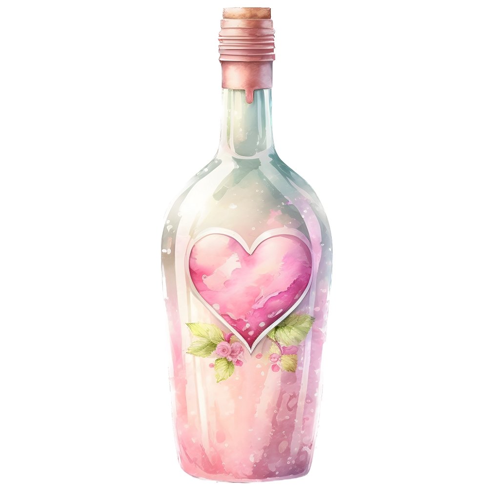 Valentine Pink Wine Bottle #2 Fabric Panel