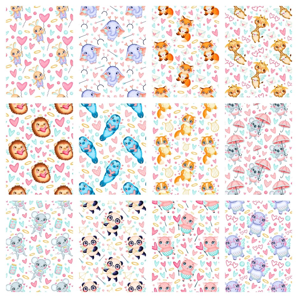 Valentine's Day Animals Fat Quarter Bundle - 12 Pieces
