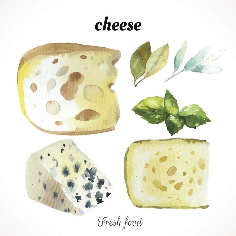 Variety Of Cheese Fabric Panel - Multi