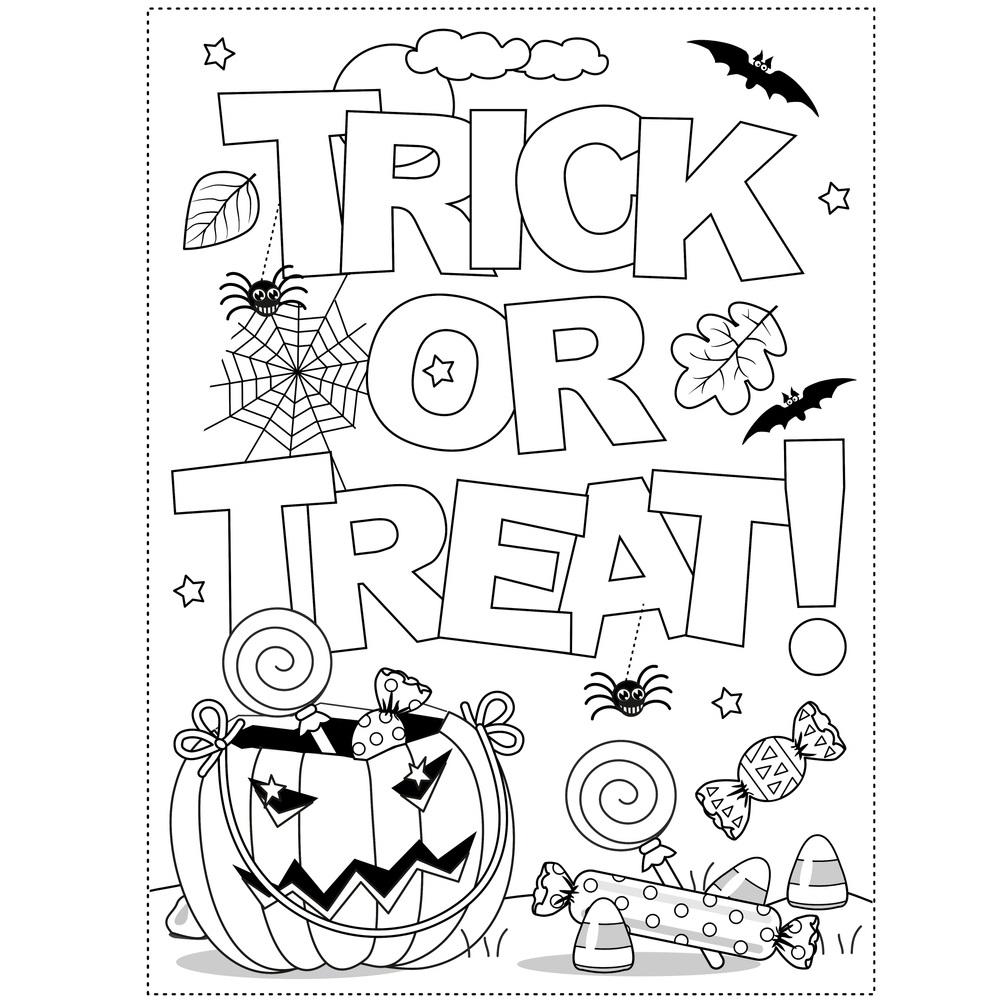 Trick Or Treat Color It Fabric Panel