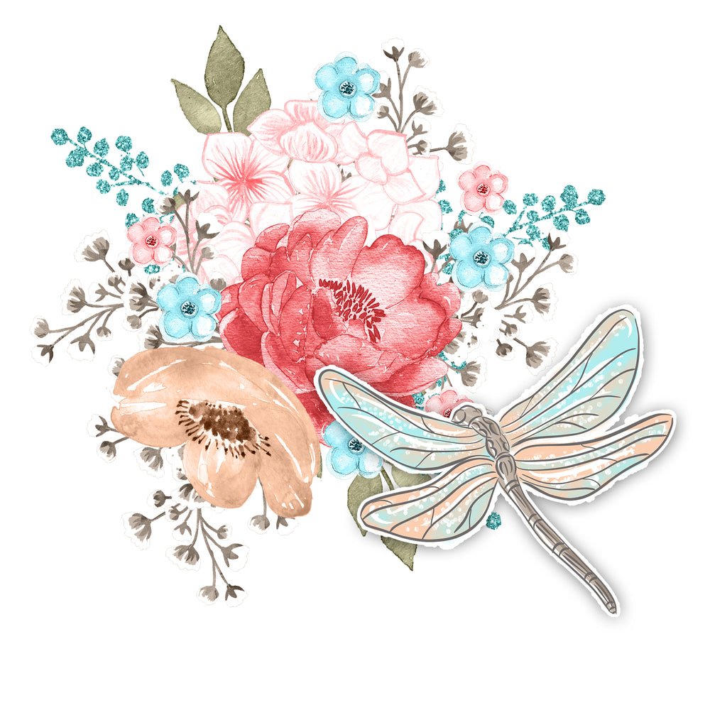 Sweet Dragonfly Scene #3 Fabric Panel