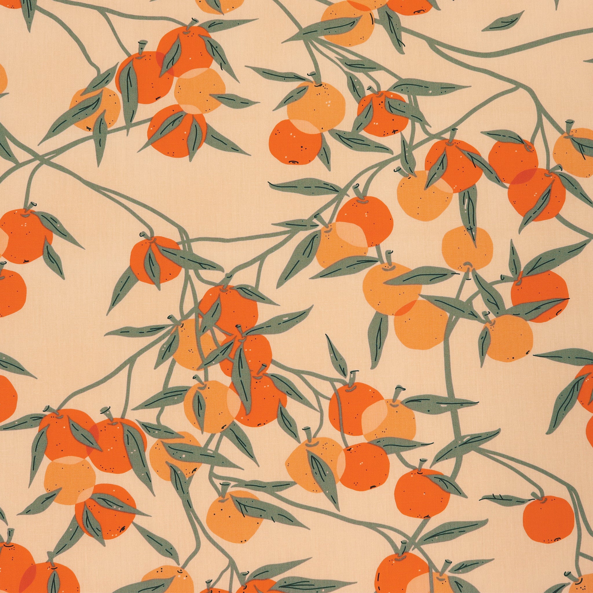 Tangerine Fabric Collection -  Fruit Laden Branches