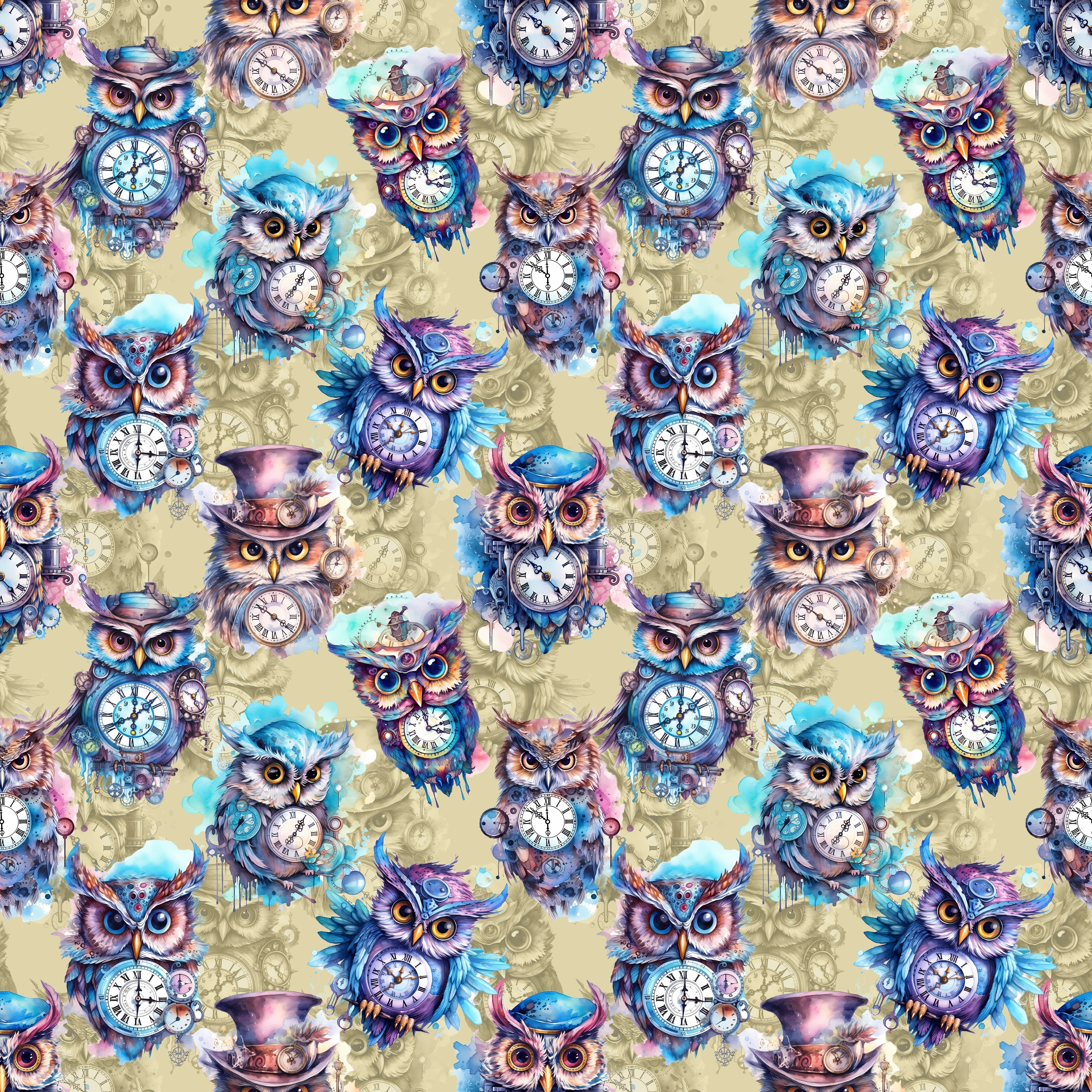 Time Traveling Owls Fabric