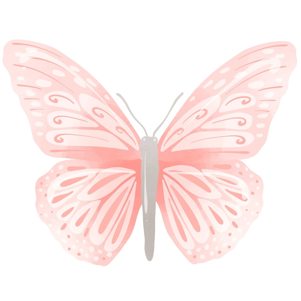 Tea Time Pink Butterfly Fabric Panel