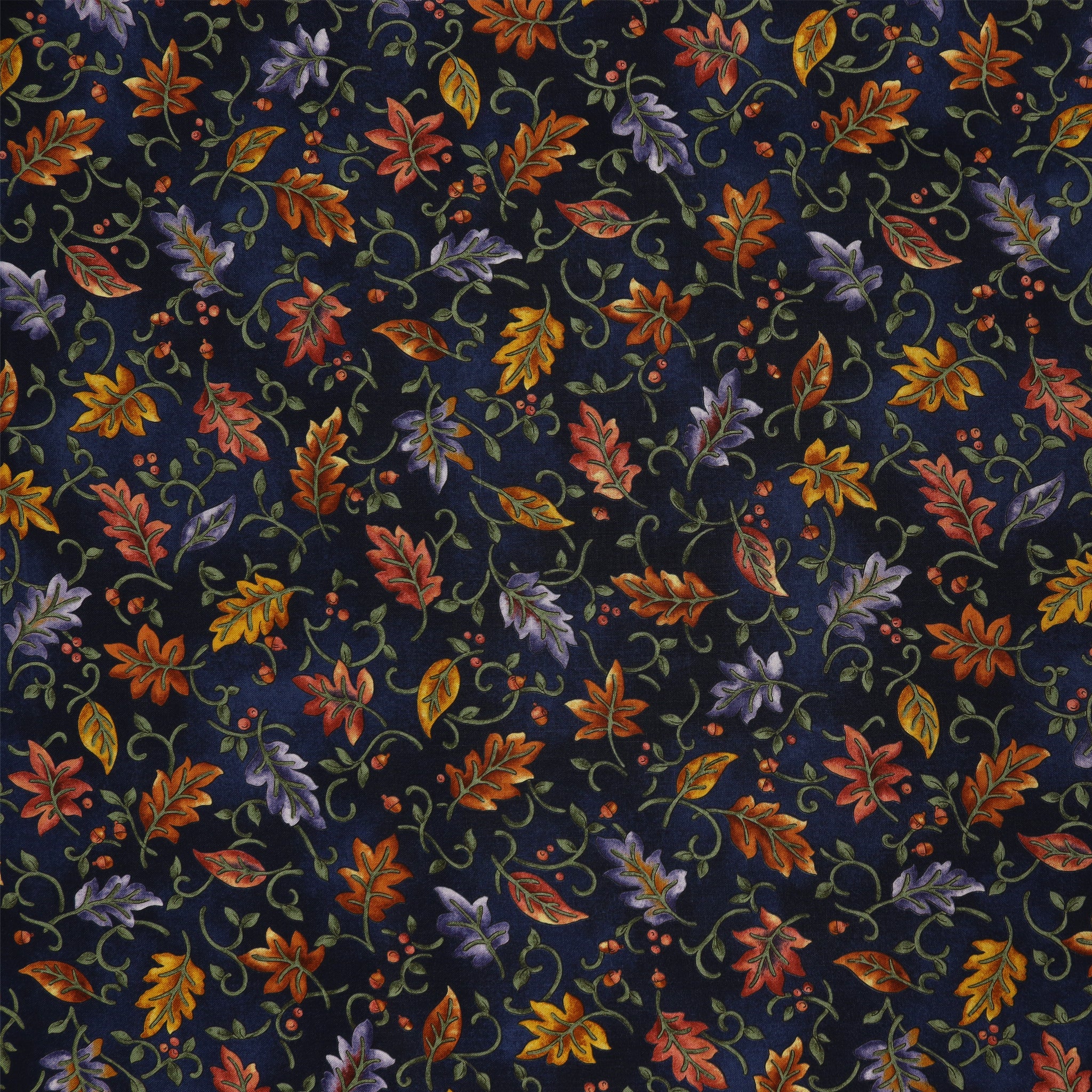 Autumn Breeze Fabric Collection - Dancing Leaves Navy