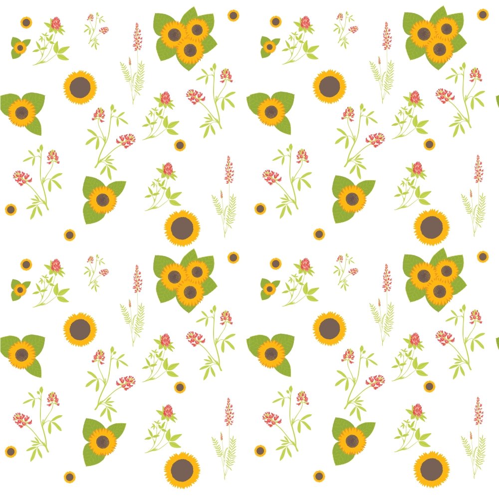 Sunflowers and Bees Floral Allover Fabric