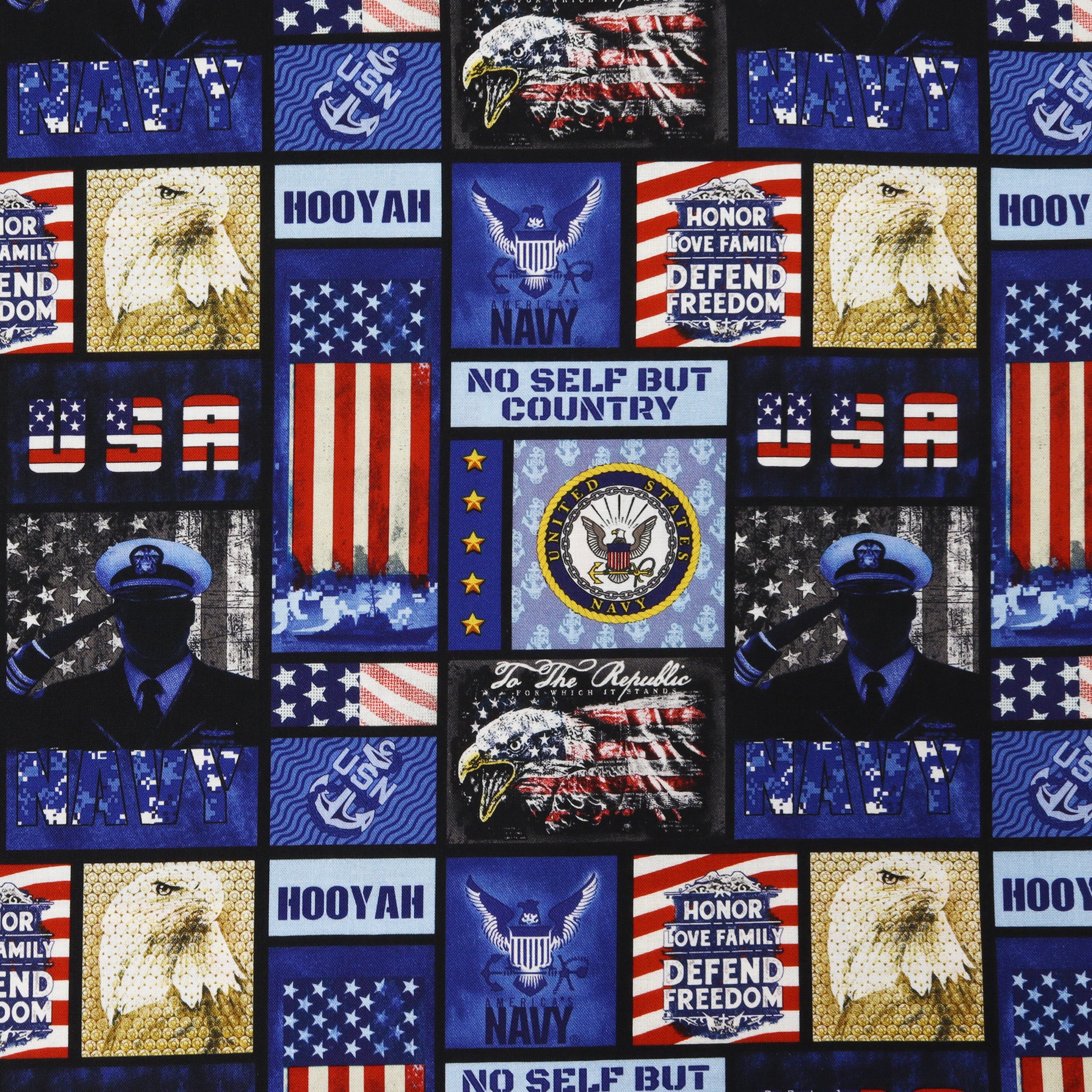 US Military Fabric Collection - Navy Camo Flag Blocks