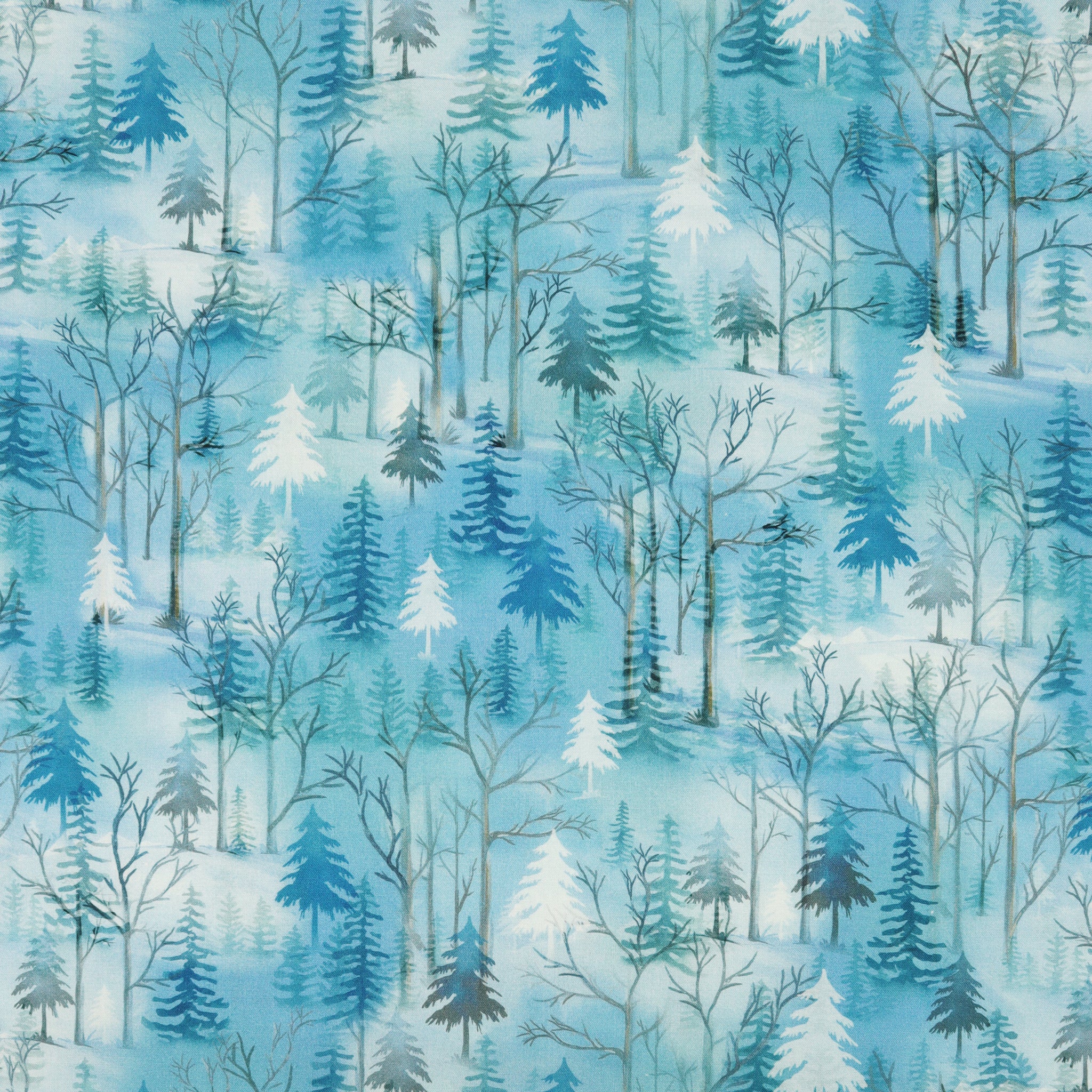 Woodland Wonderland Fabric Collection - Pine Woodland Medium Blue