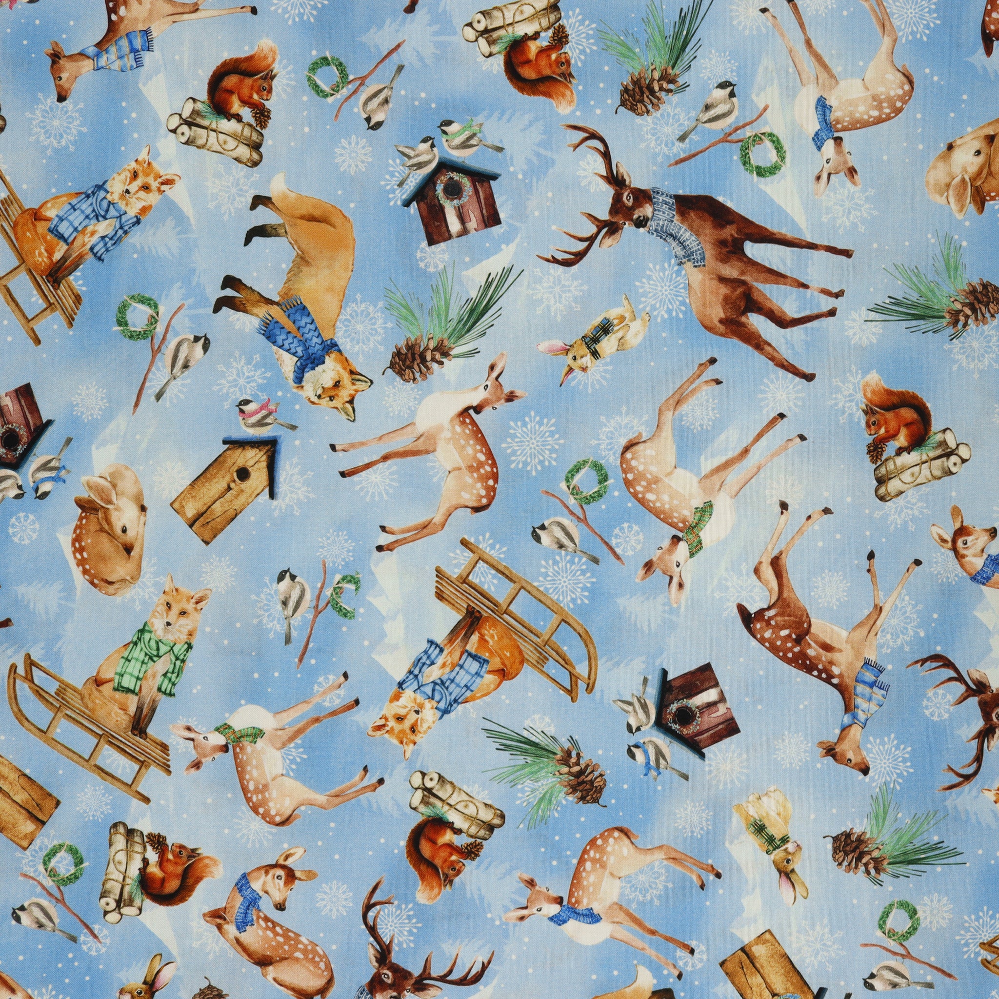 Woodland Wonderland Fabric Collection - Woodland Animals Light Blue