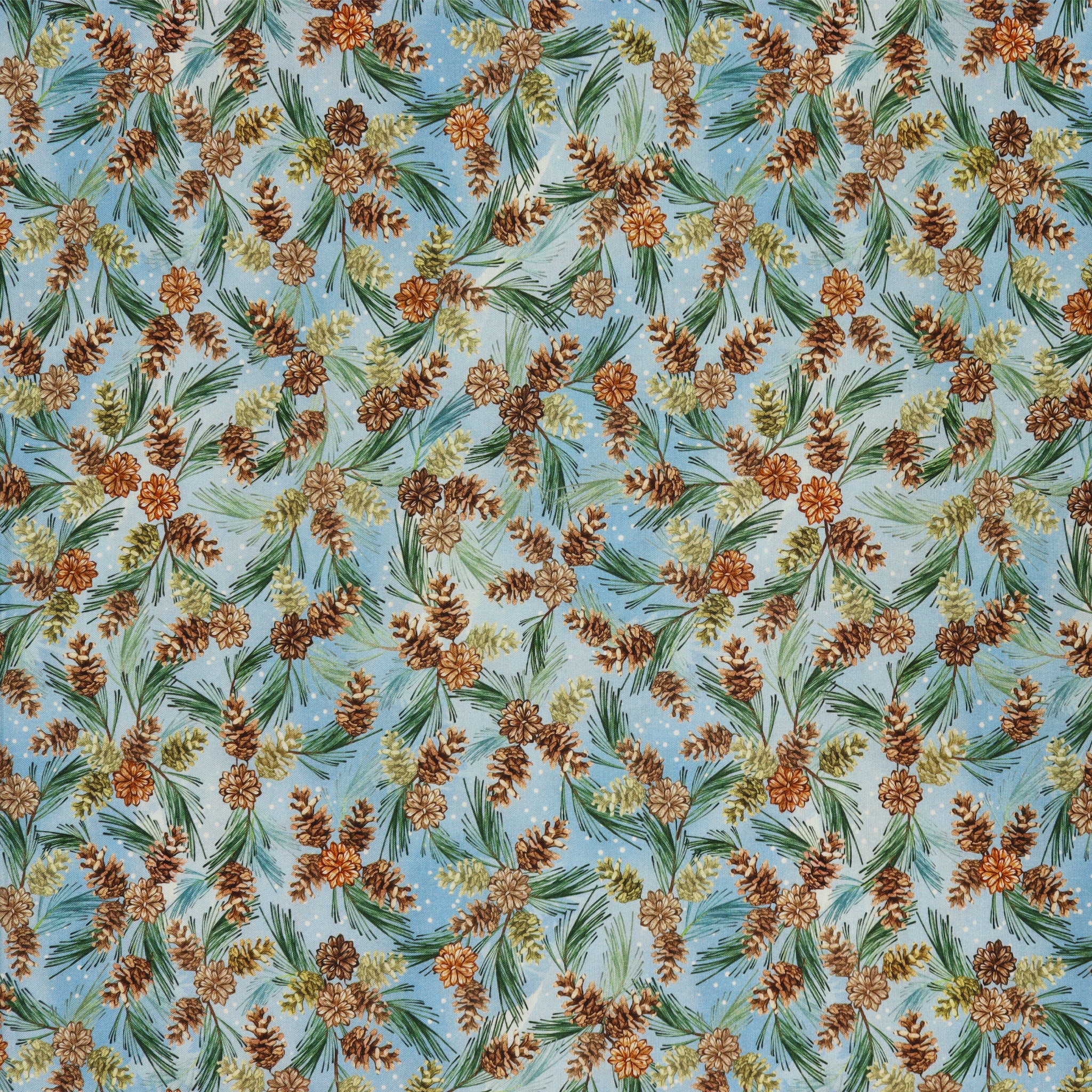 Woodland Wonderland Fabric Collection - Woodland Pinecones Light Blue