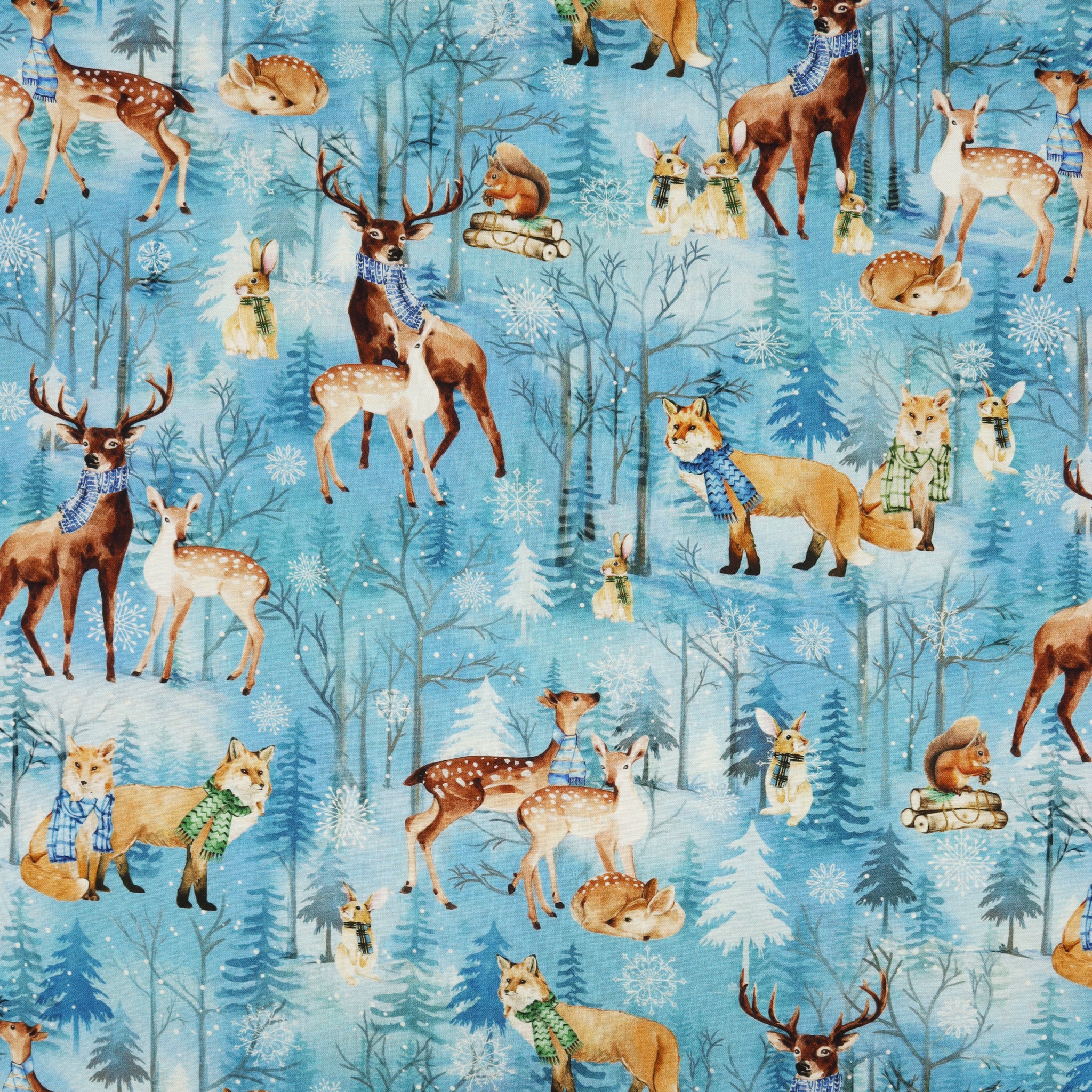 Woodland Wonderland Fabric Collection - Woodland Scenic Medium Blue