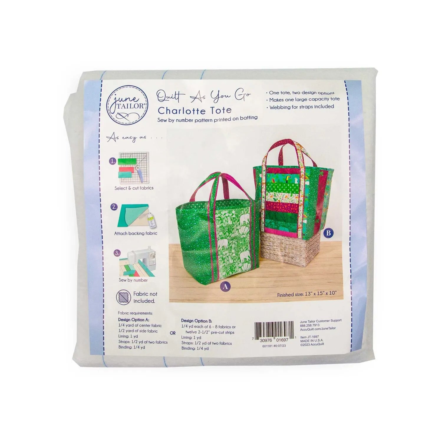 Quilt As You Go Charlotte Shopper Tote Kit