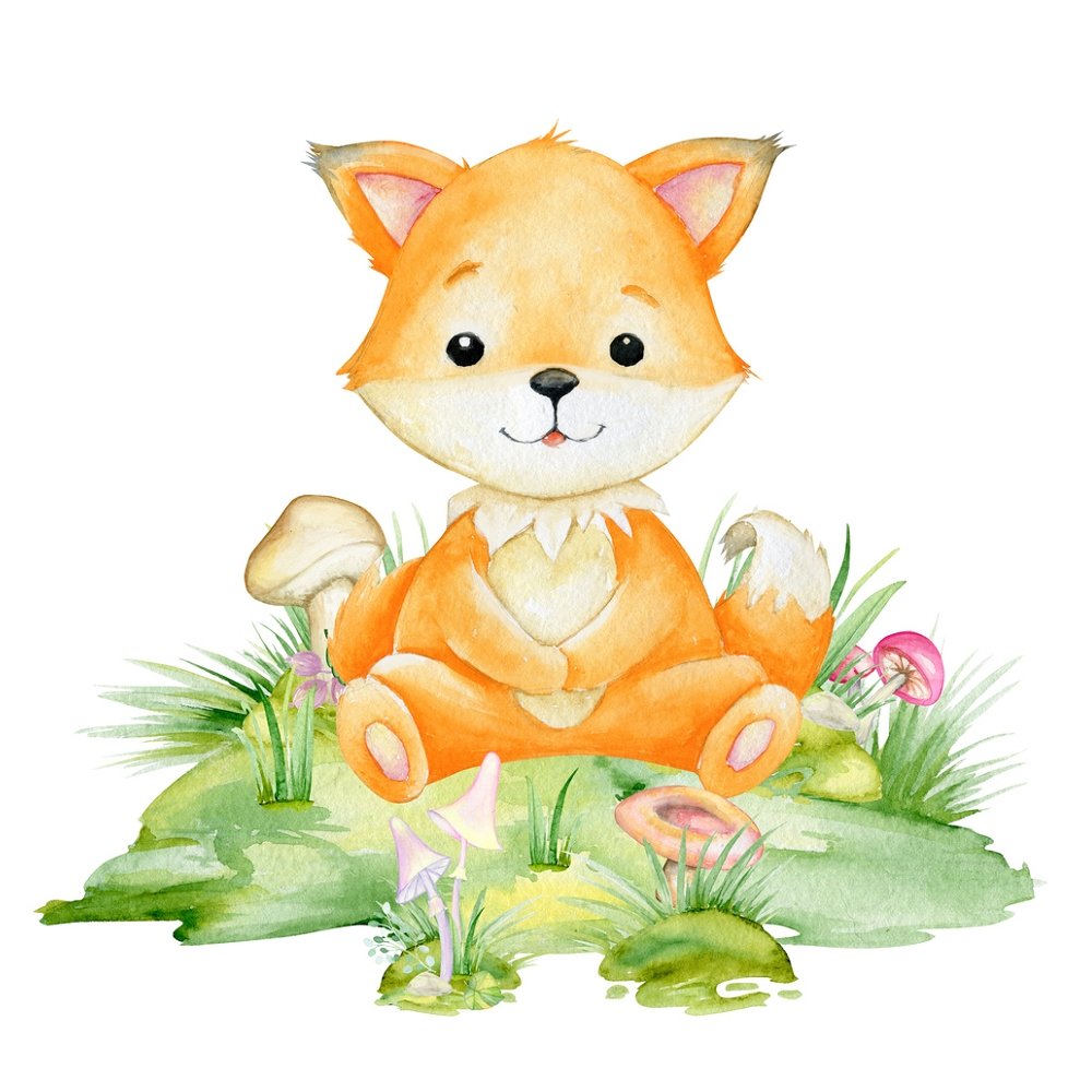 Sweet Fox In The Forest Fabric Panel