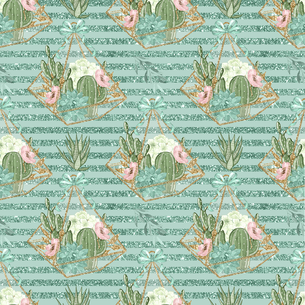 Sweet Succulents Pattern #3 Fabric - Green