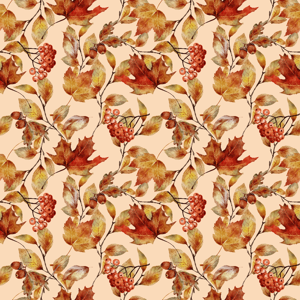 The Cottage Leaves Fabric - Pizazz Peach