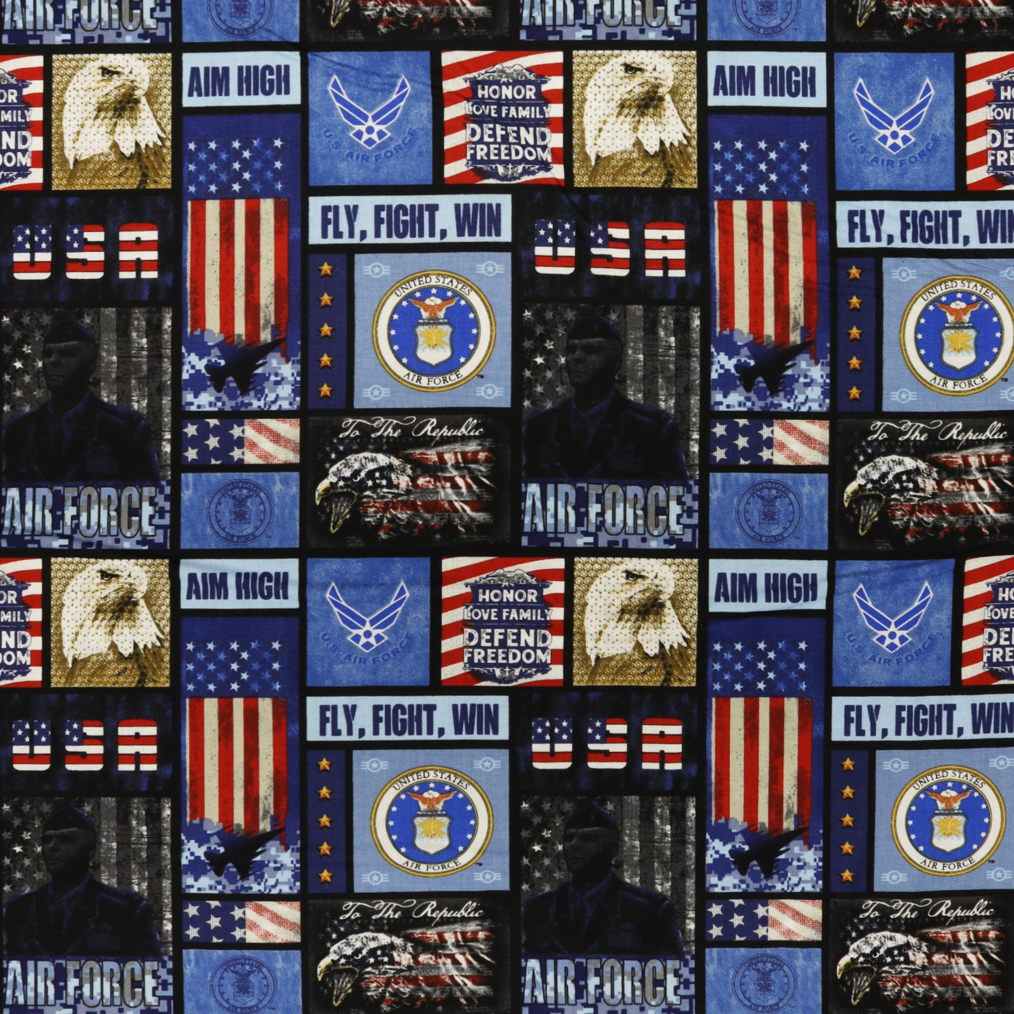 US Military Fabric Collection - Air Force Camo Flag Blocks