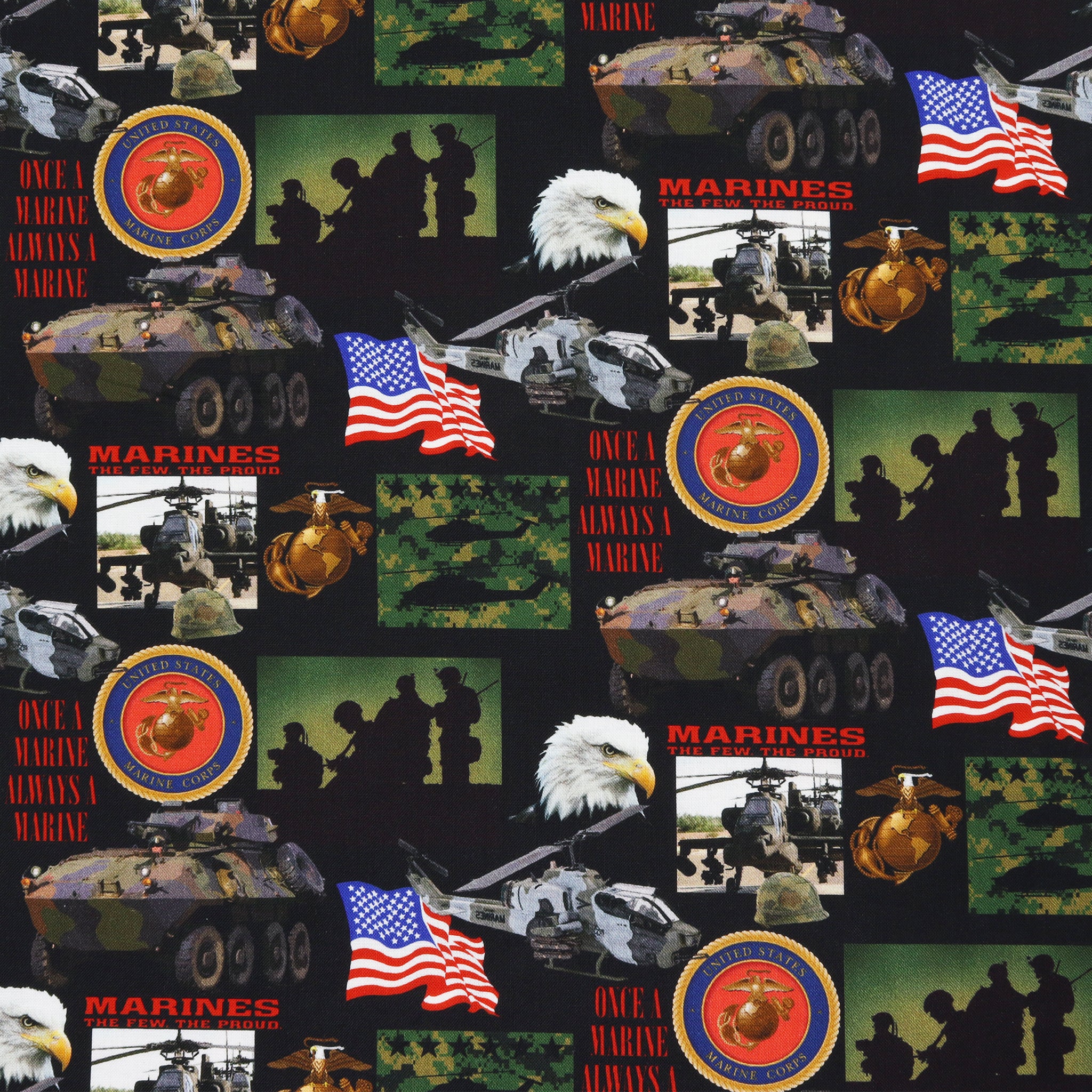 US Military Fabric Collection - Marines Geometrics
