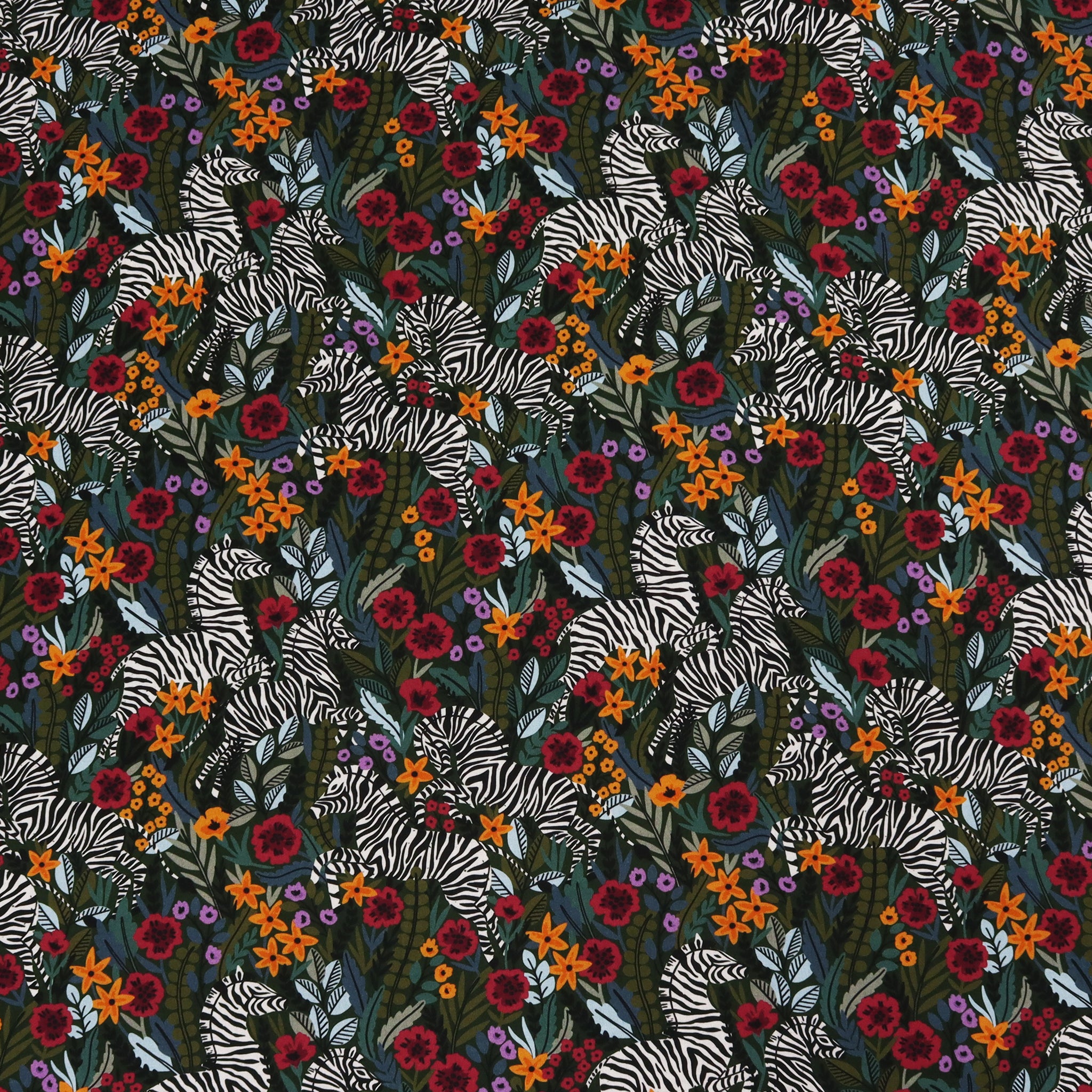 Zebras Fabric Collection - Green Frolicking Zebras