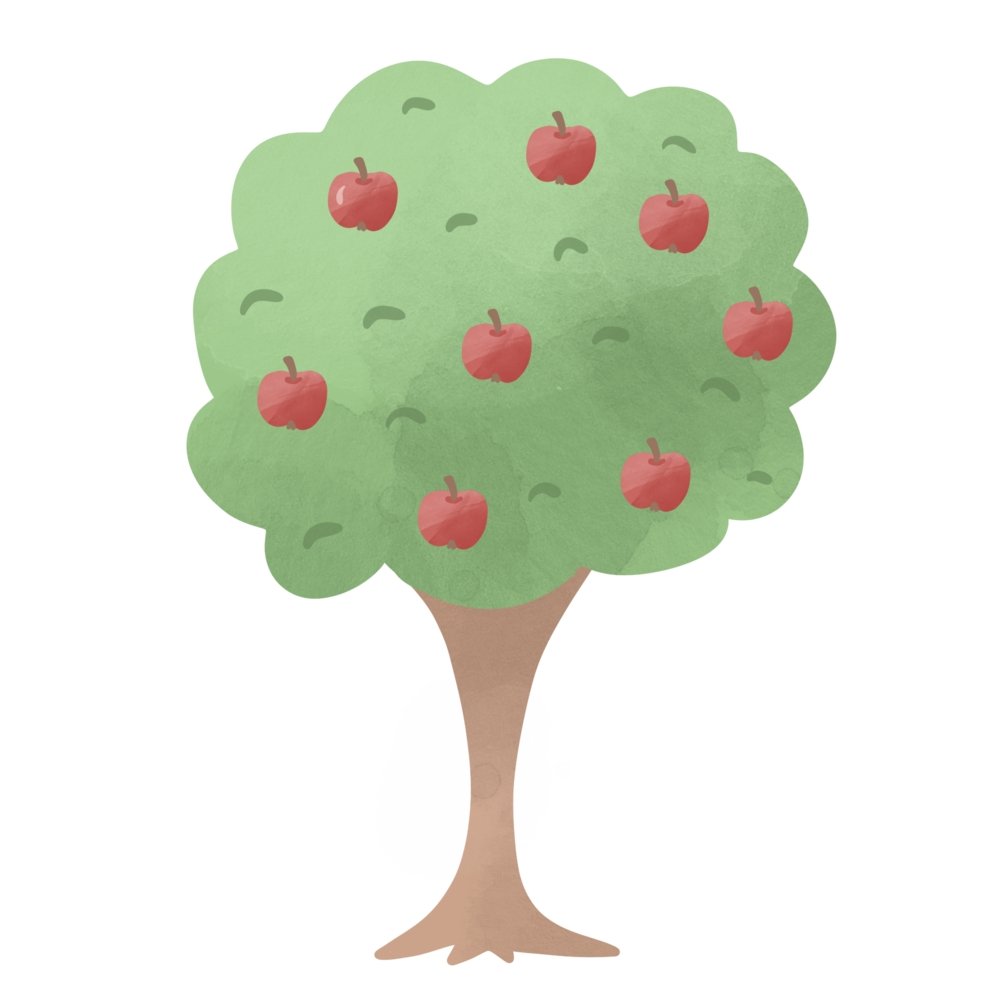 The Cutest Little Farm Apple Tree Fabric Panel