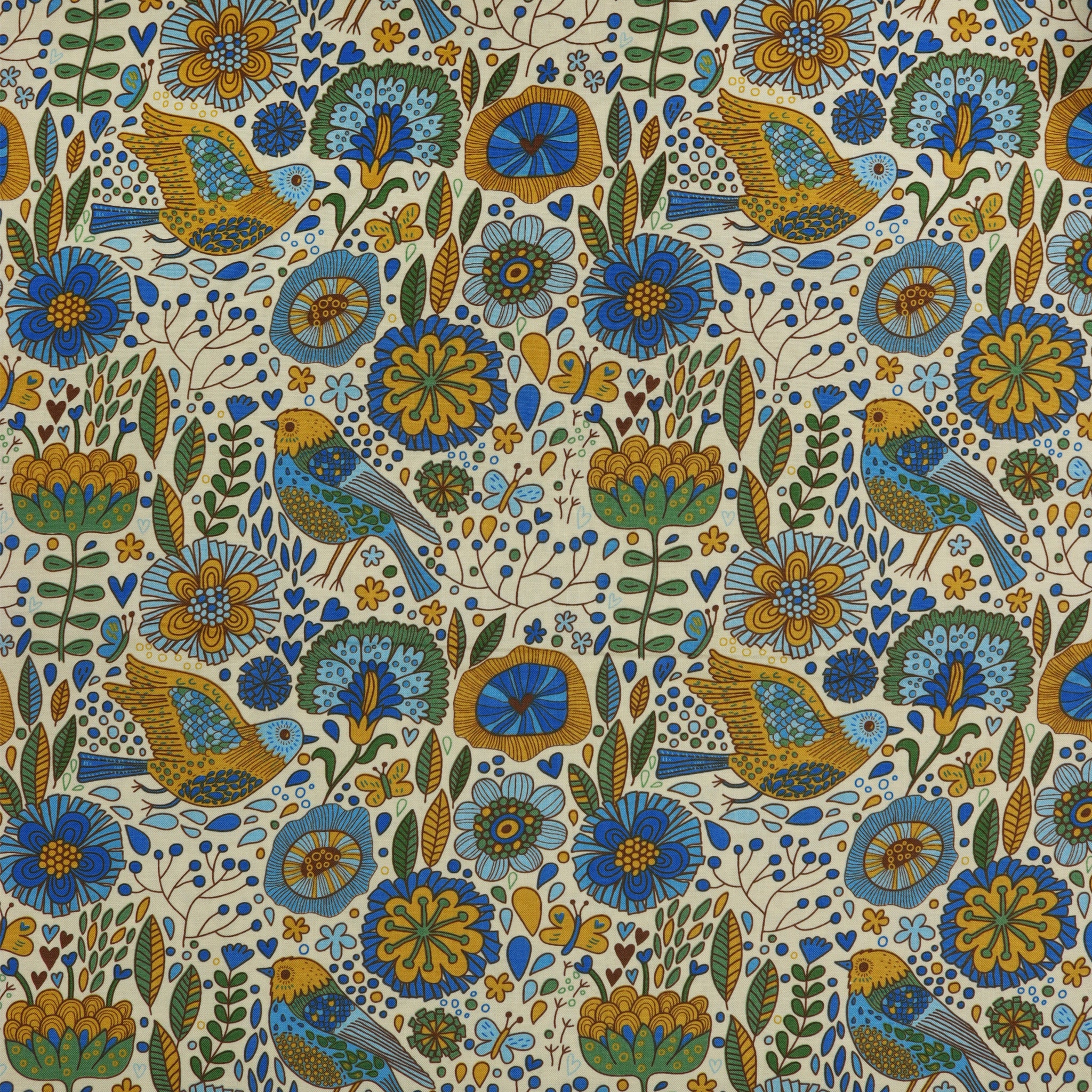 Bird Song Fabric Collection - Bird Watching Blue