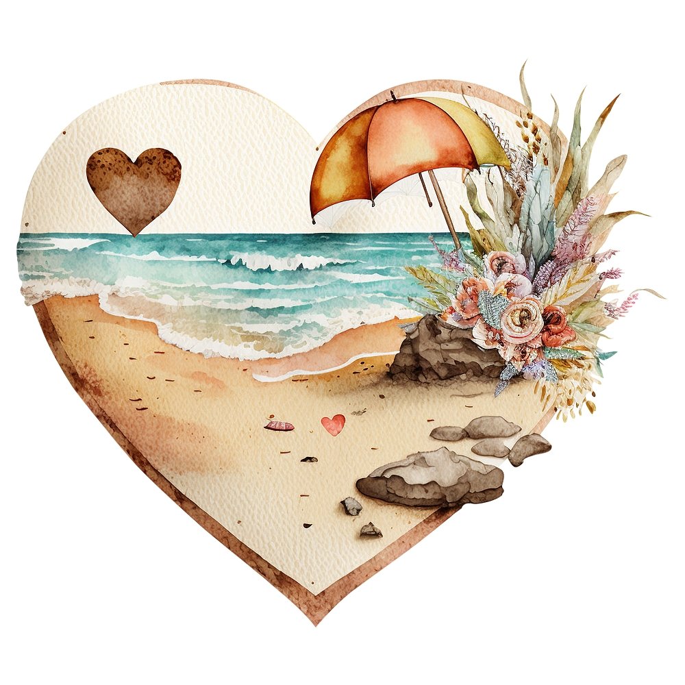 Sunnet Beach Heart #1 Fabric Panel